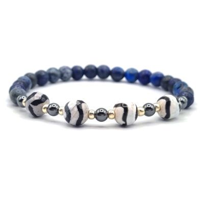 ARMBAND Lapislazuli, Hämatit und Achat