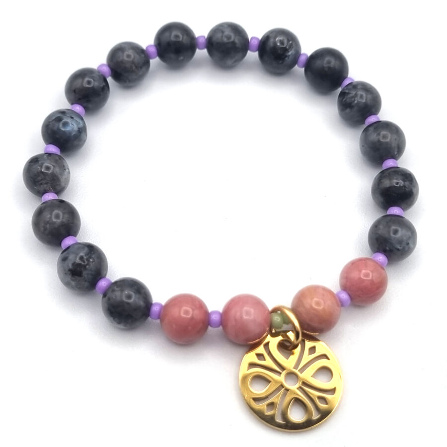 ARMBAND Obsidian mit Rhodonit