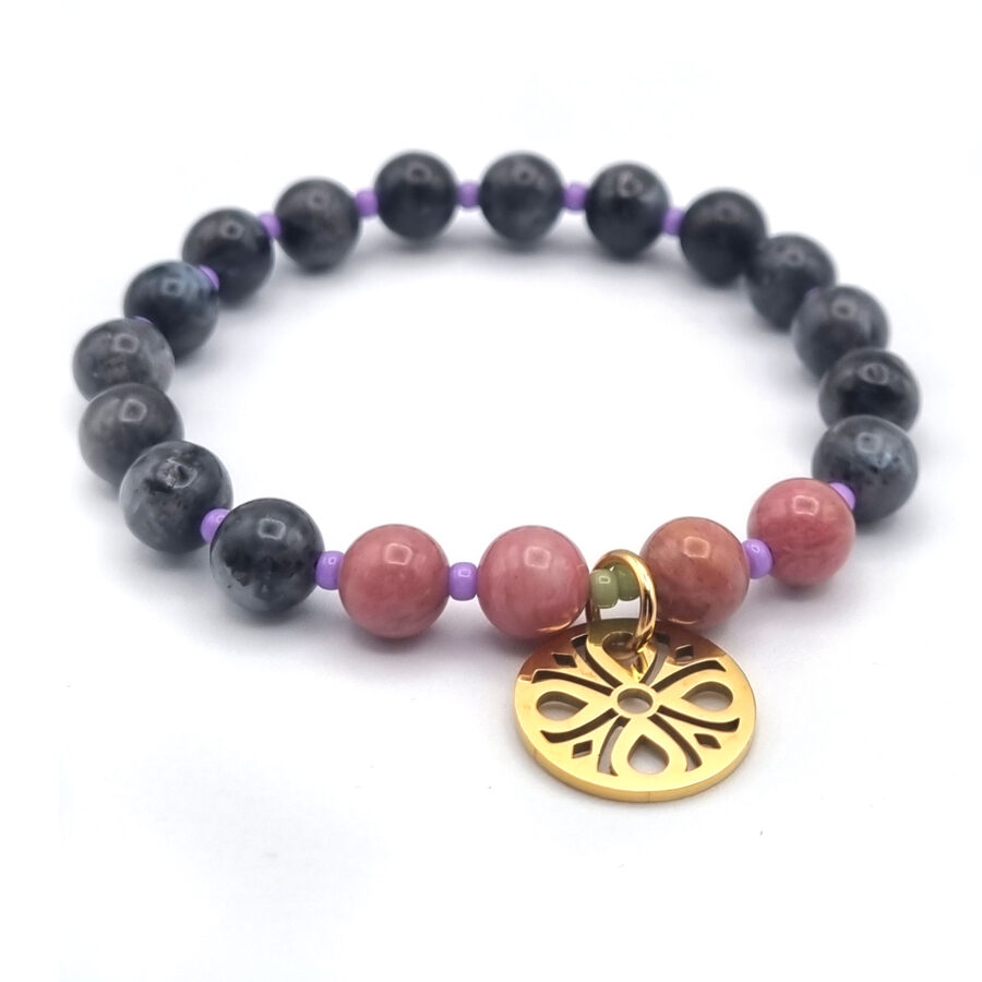 ARMBAND Obsidian mit Rhodonit