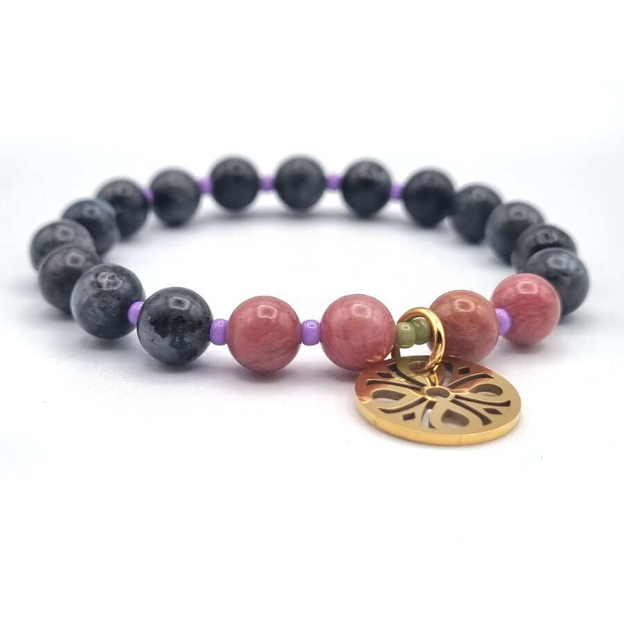 ARMBAND Obsidian mit Rhodonit