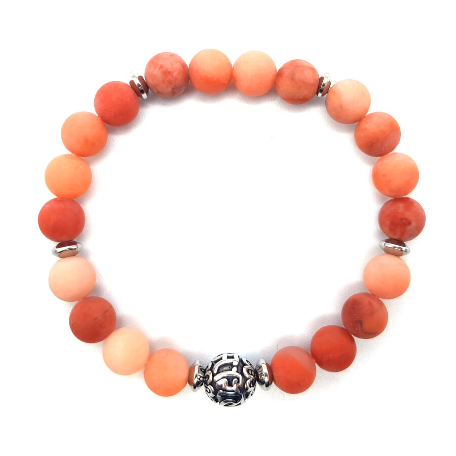 Armband rote Jade mit Edelstahl