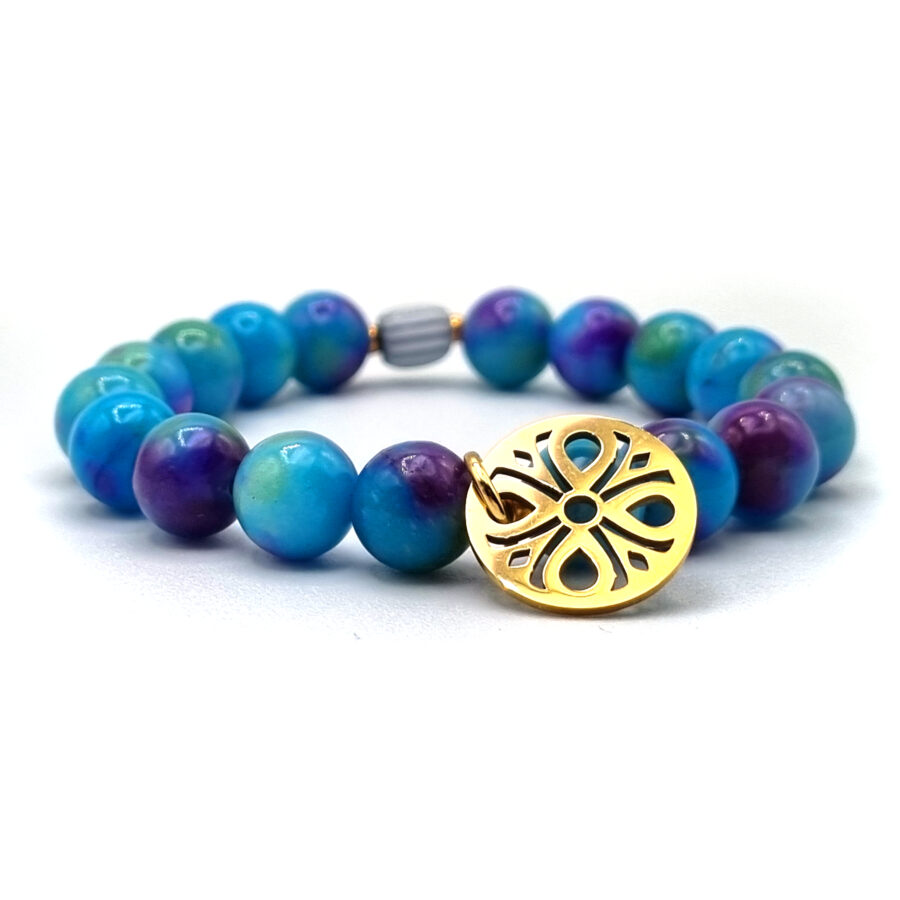 ARMBAND Jade mit Anhänger goldfarben