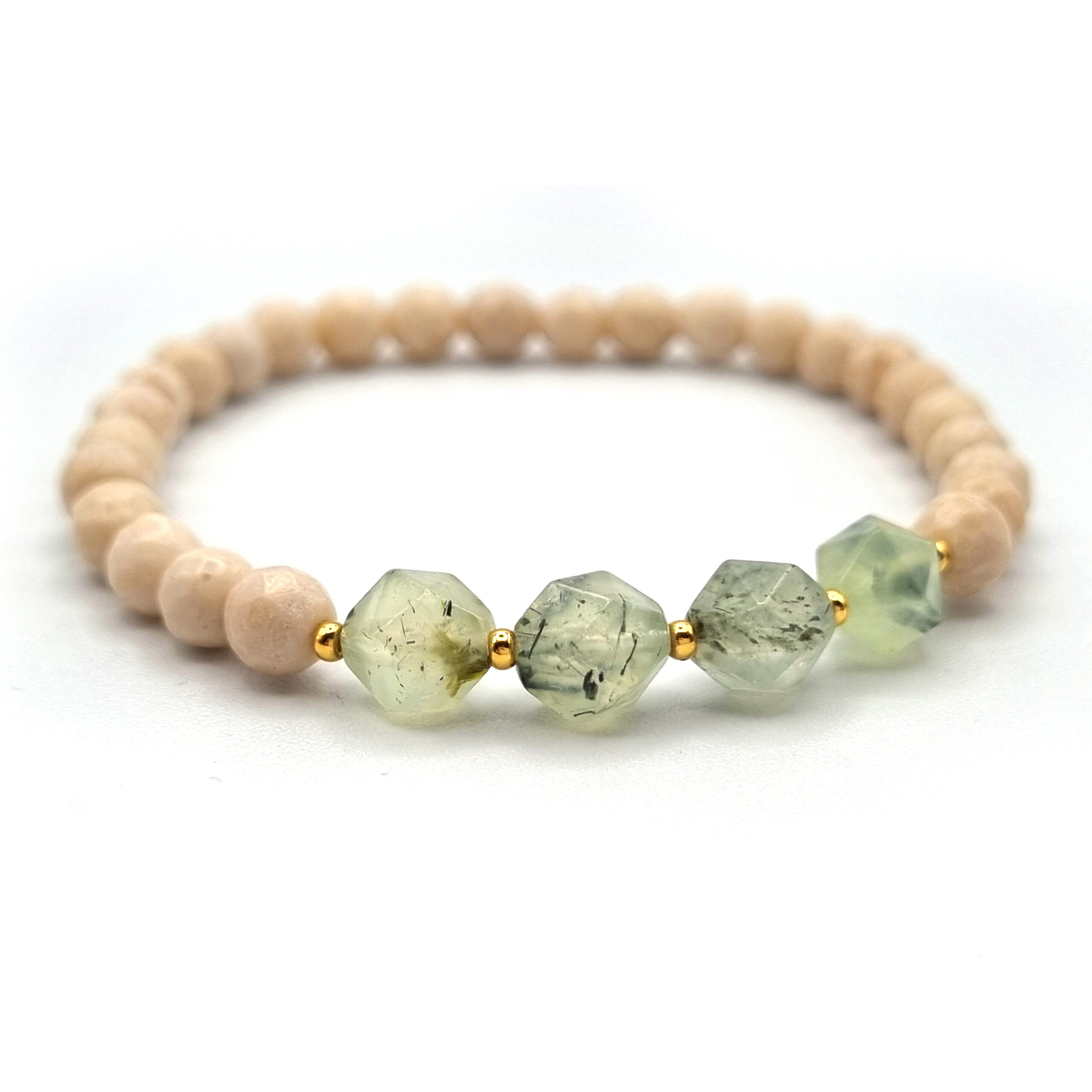 ARMBAND natürliche Koralle mit Prehnit