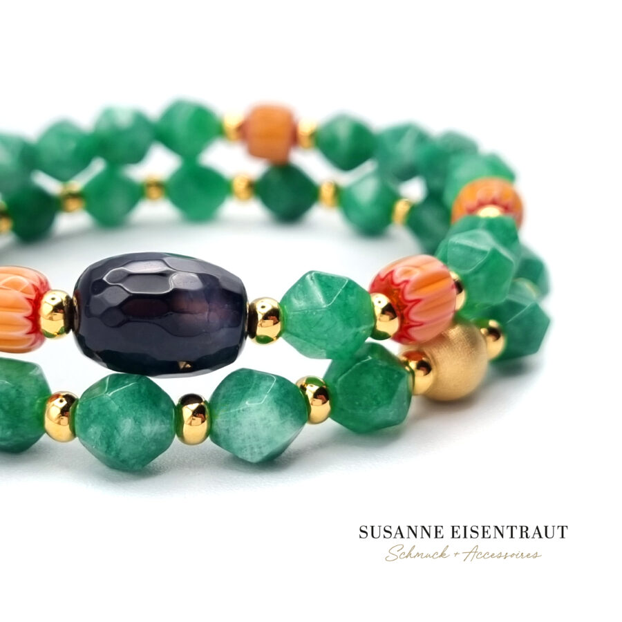 ARMBAND SET Jade mit Achat und Perle
