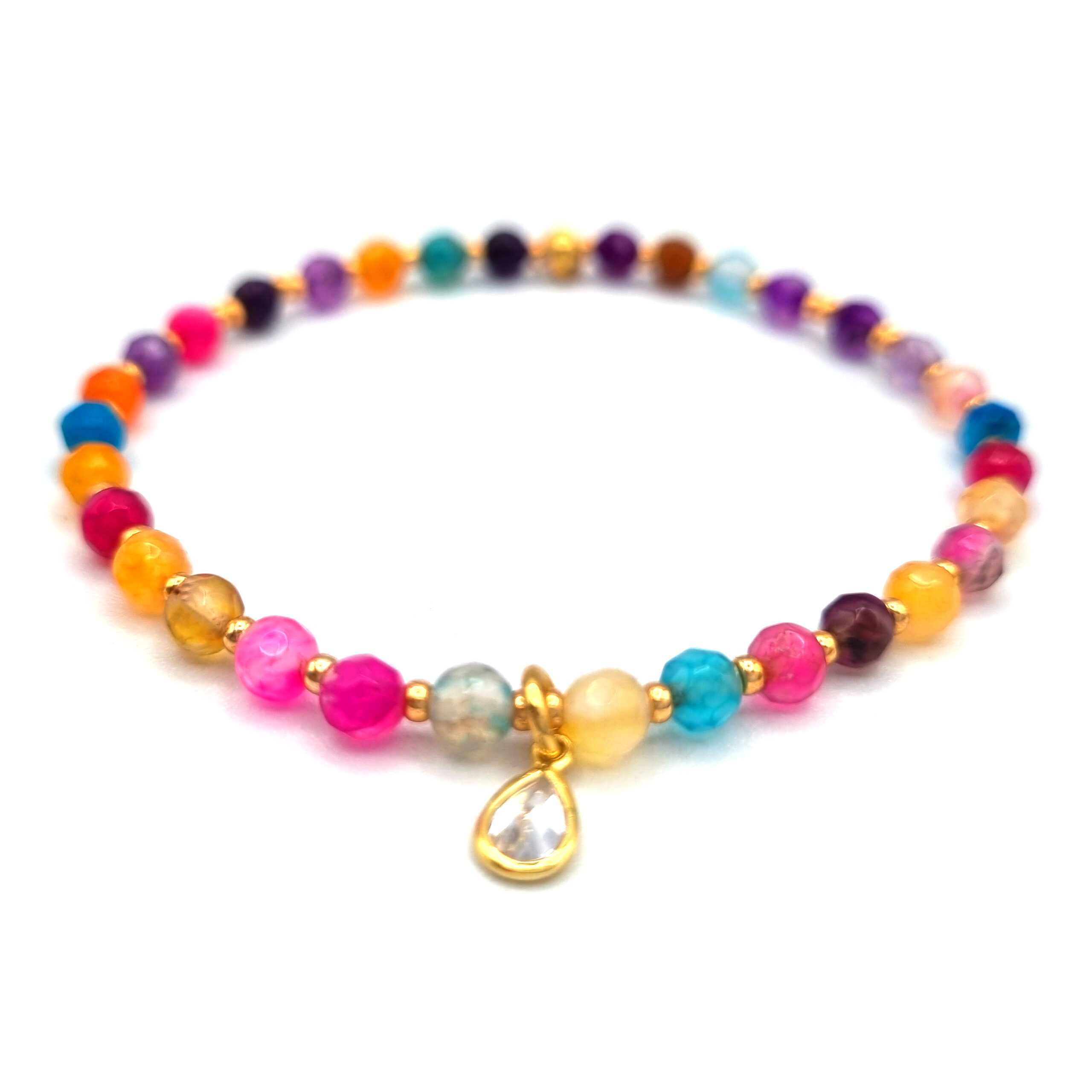 ARMBAND Achat in bunten Farben mit Zirkonia