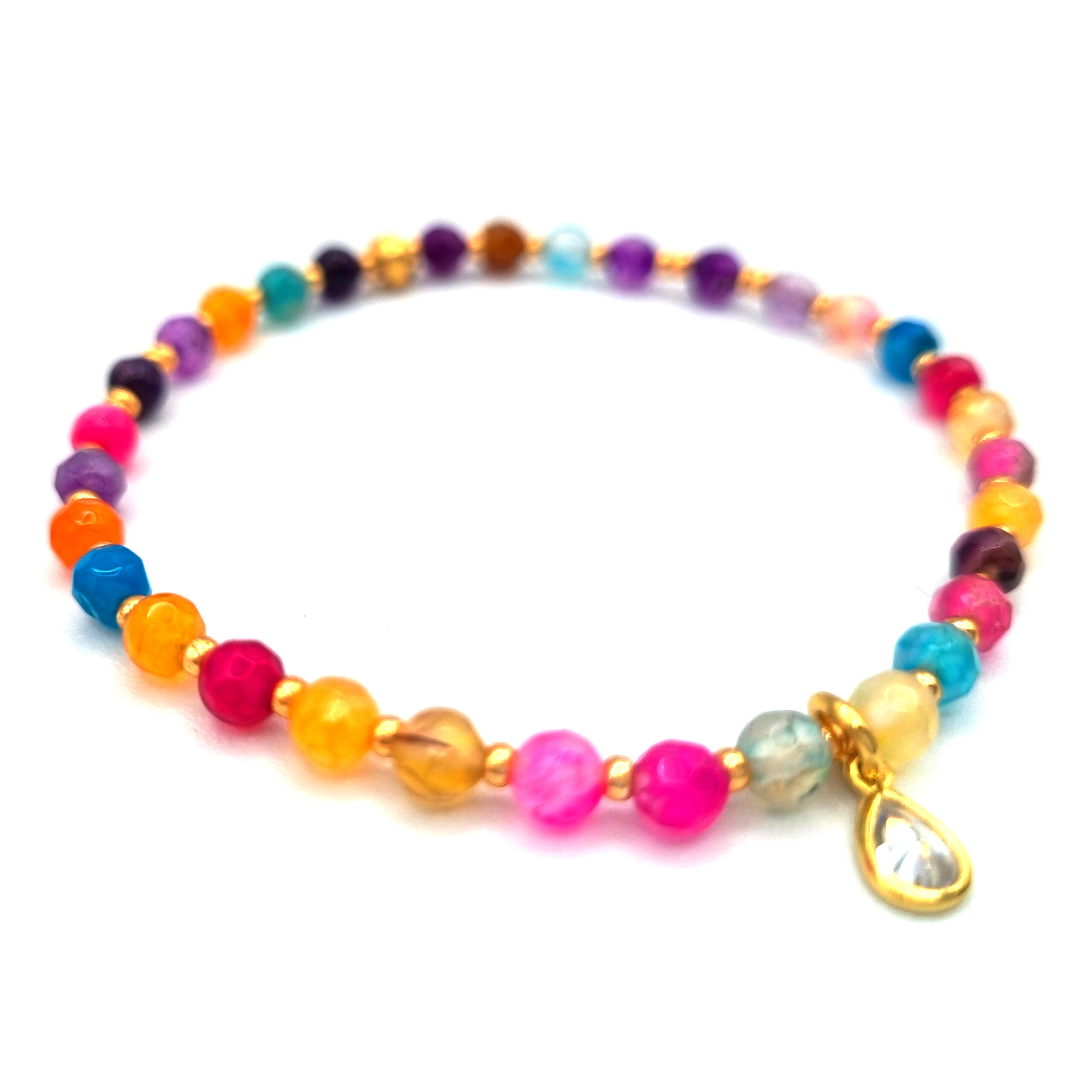 ARMBAND Achat in bunten Farben mit Zirkonia
