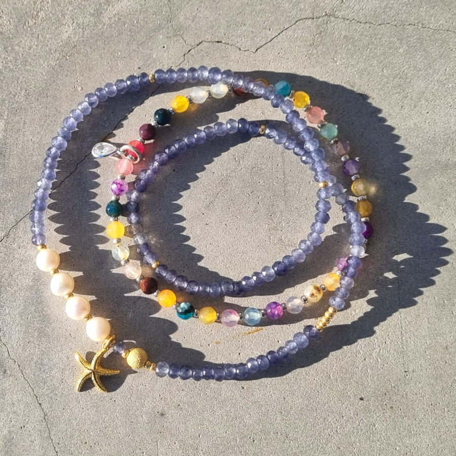 ARMBAND Achat in bunten Farben mit Zirkonia, Silber