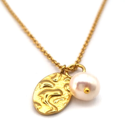 KETTE Edelstahl mit ovalem Anhänger und Perle