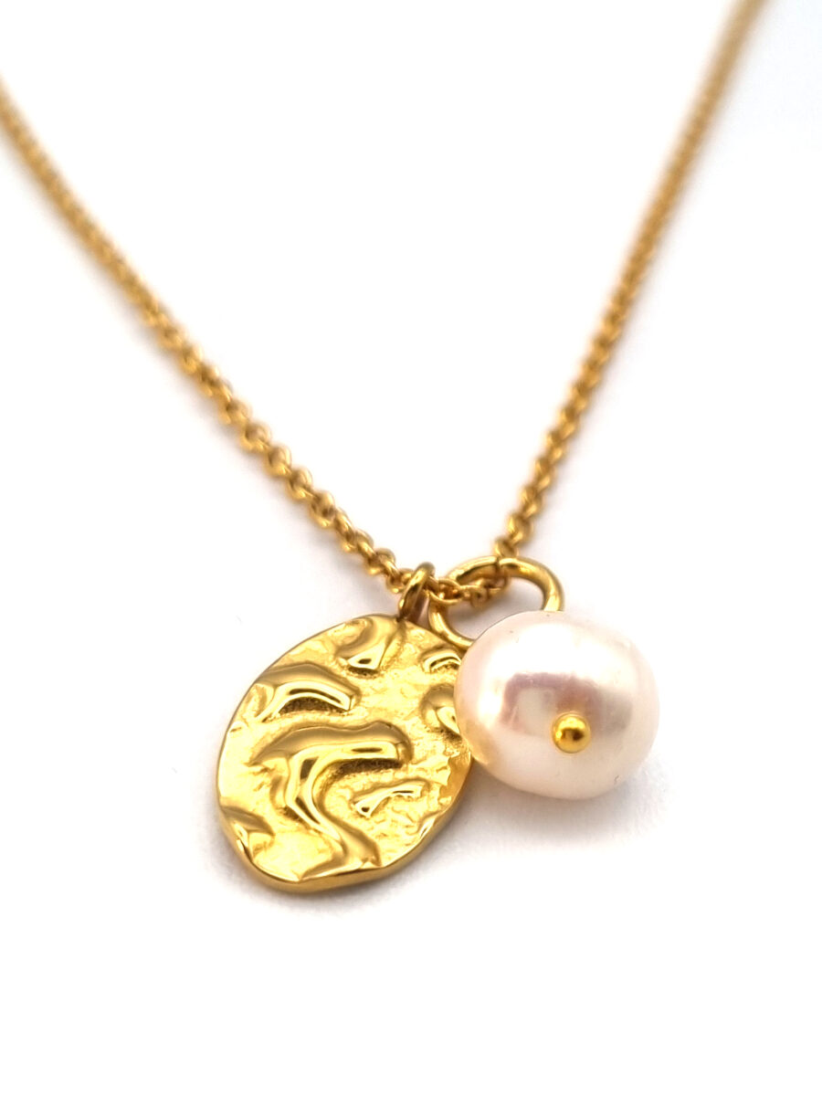 KETTE Edelstahl mit ovalem Anhänger und Perle