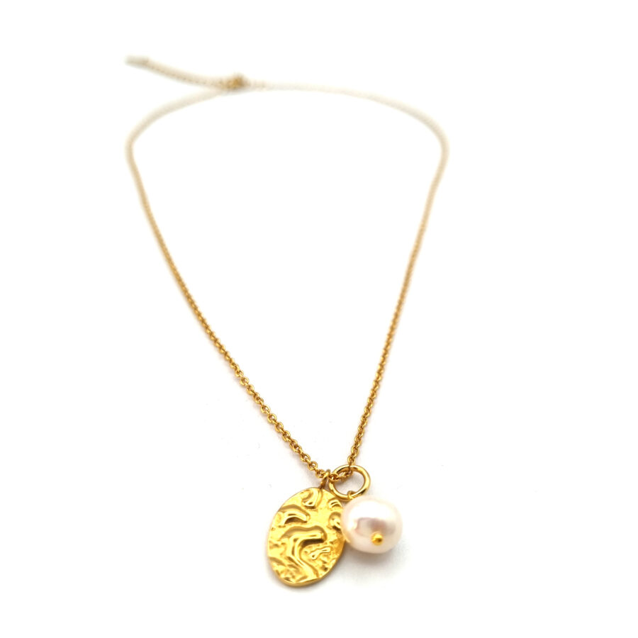 KETTE Edelstahl mit ovalem Anhänger und Perle