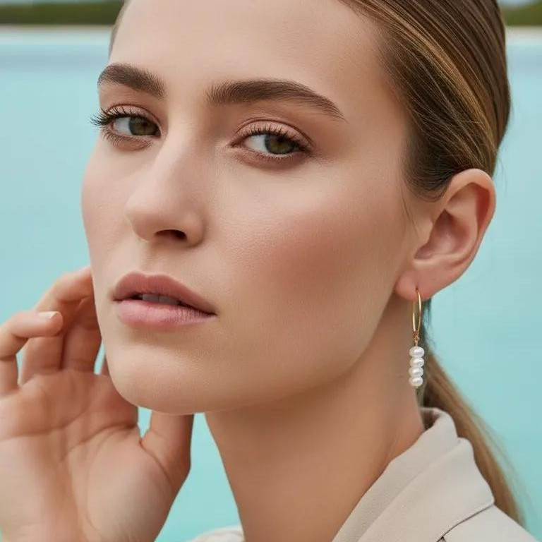 OHRRINGE Sterling Silber mit Anhängern aus Süßwasserperlen