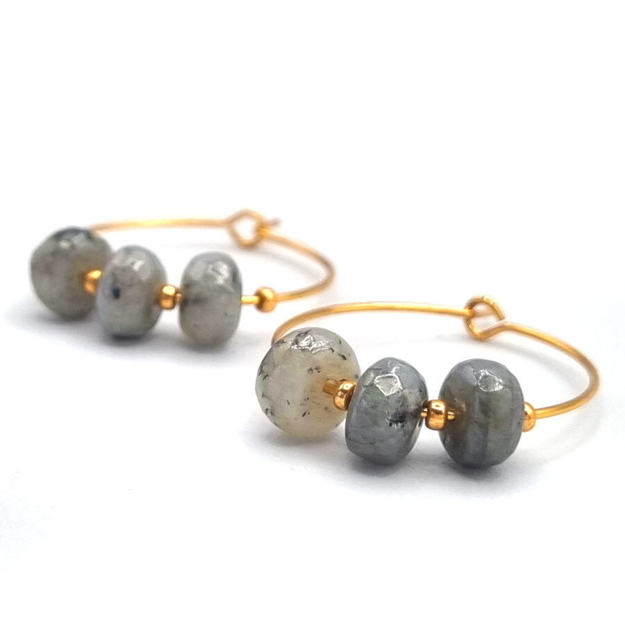 OHRRINGE Labradorit und Edelstahl