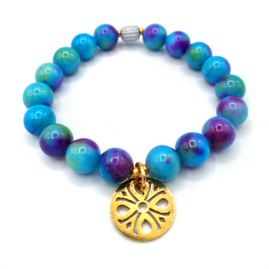 ARMBAND Jade mit Anhänger goldfarben