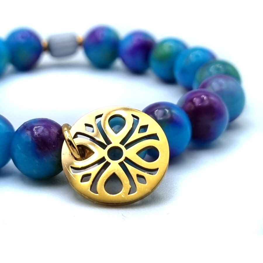 ARMBAND Jade mit Anhänger goldfarben
