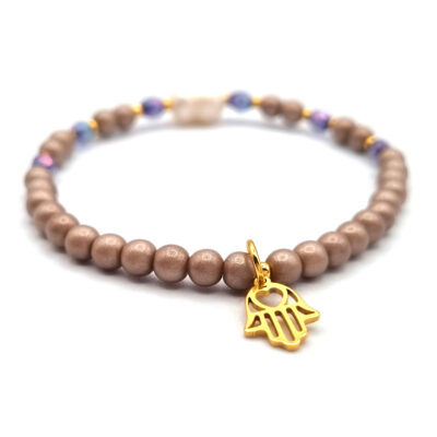 ARMBAND zart beige und goldfarben mit Perle