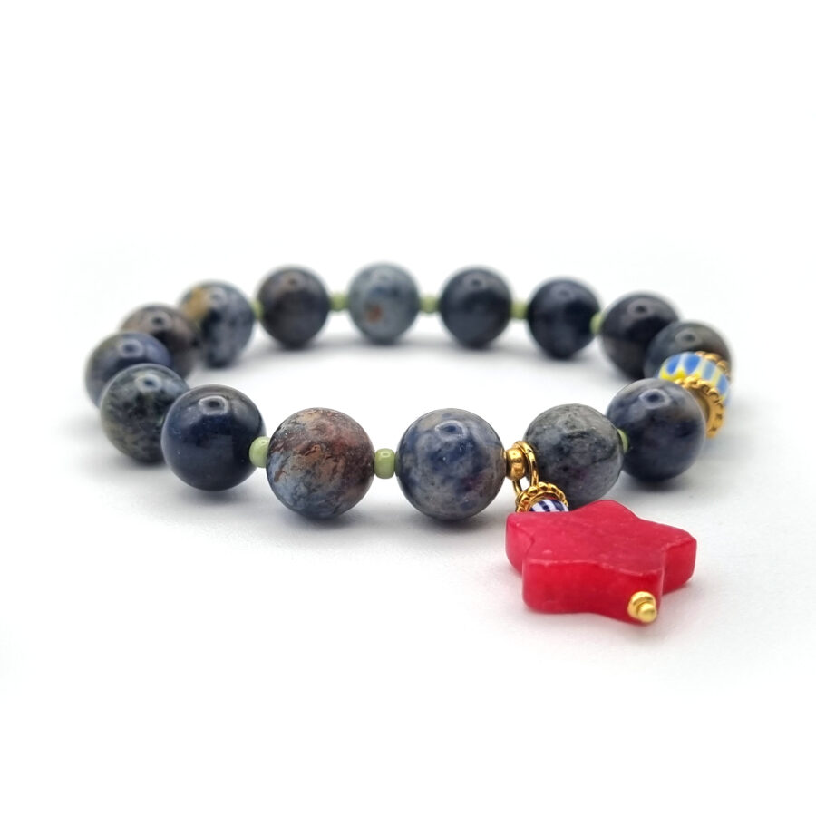 ARMBAND Sodalith mit Stern aus Jade