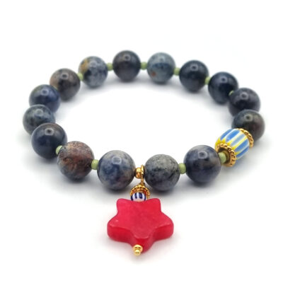 ARMBAND Sodalith mit Stern aus Jade