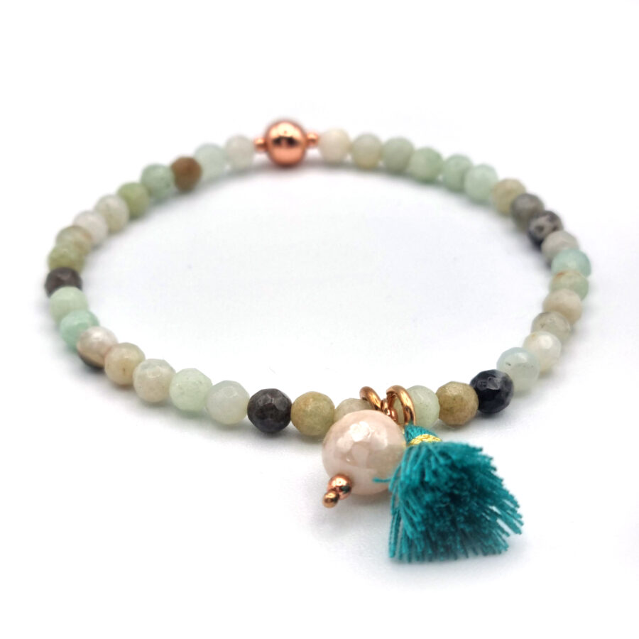 ARMBAND Amazonit mit Achat und Quaste