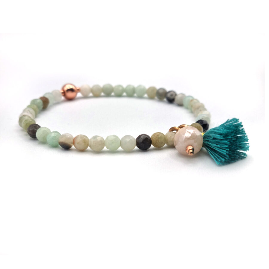 ARMBAND Amazonit mit Achat und Quaste
