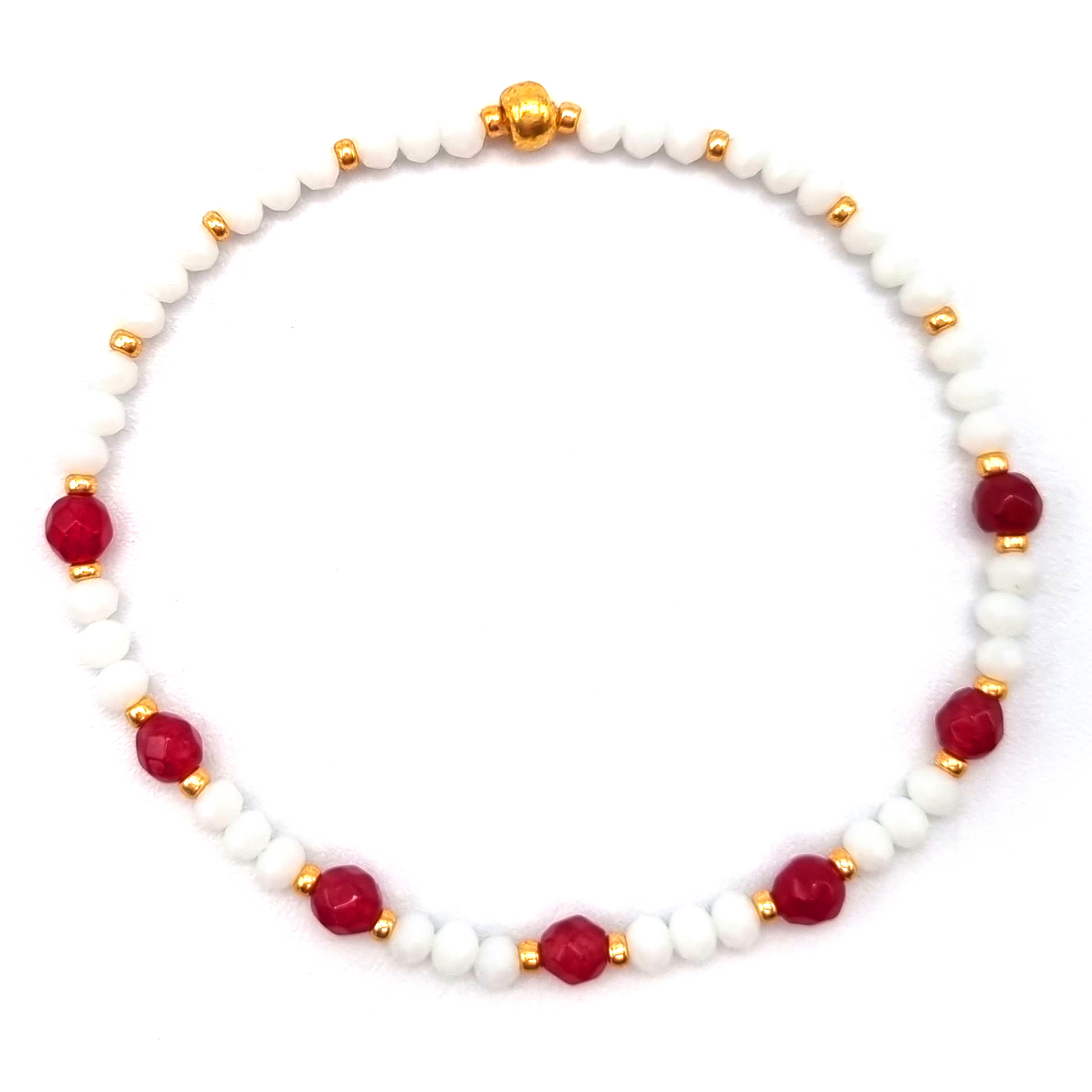 ARMBAND zart mit Perlen aus Jade in der Farbe Rot