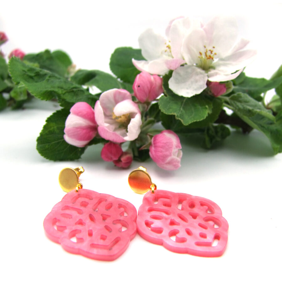 Ohrringe Fun mit Stecker aus Edelstahl und Anhänger pink