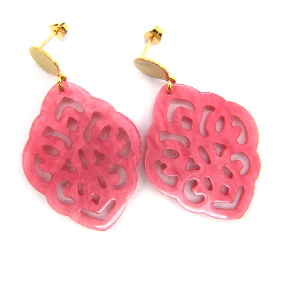 Ohrringe Fun mit Stecker aus Edelstahl und Anhänger pink