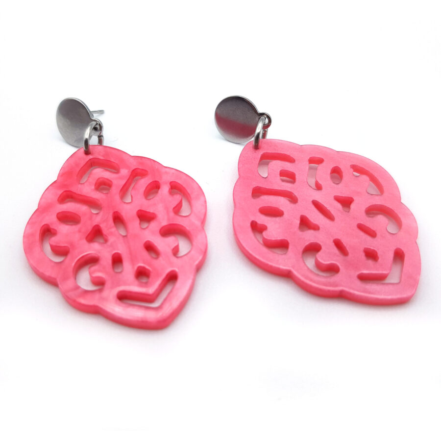 Ohrringe Fun mit Stecker aus Edelstahl und Anhänger pink