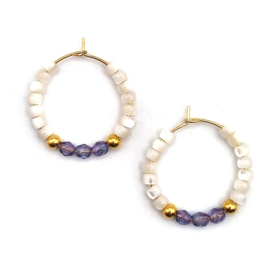 OHRRINGE Edelstahl Creolen mit Perlmutt