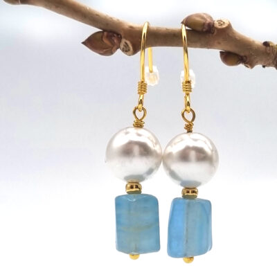 OHRRINGE Sterling Silber mit Naturstein und Süßwasserperlen