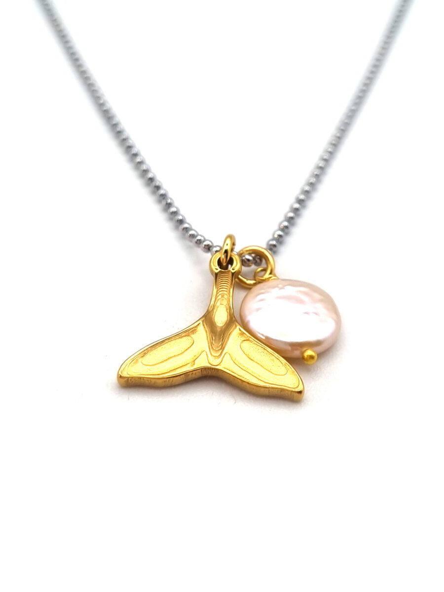 KETTE Edelstahl mit Anhänger Walflosse und Perle