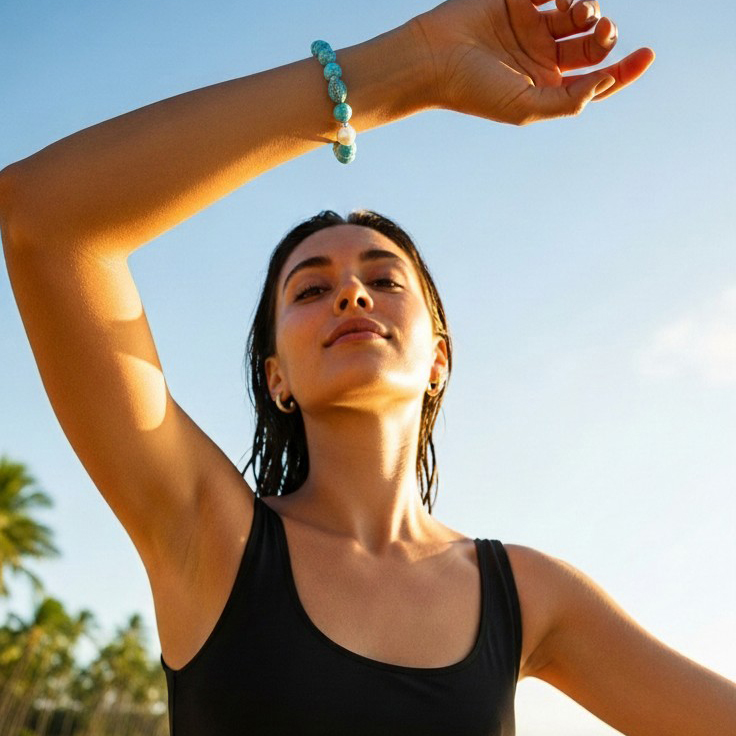 ARMBAND Türkis mit Howlith‑Schildkröte