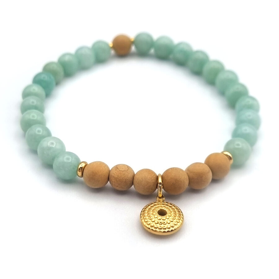 ARMBAND Jade mit Sandelholz und Anhänger