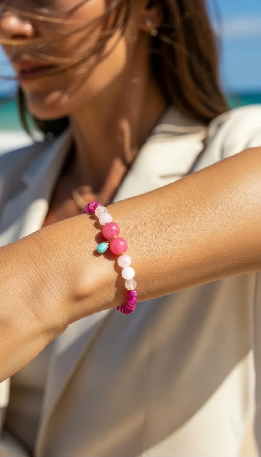 ARMBAND Achat mit Jade, Jaspis und Amazonit