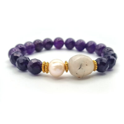 ARMBAND Amethyst mit Turmalin und Perle