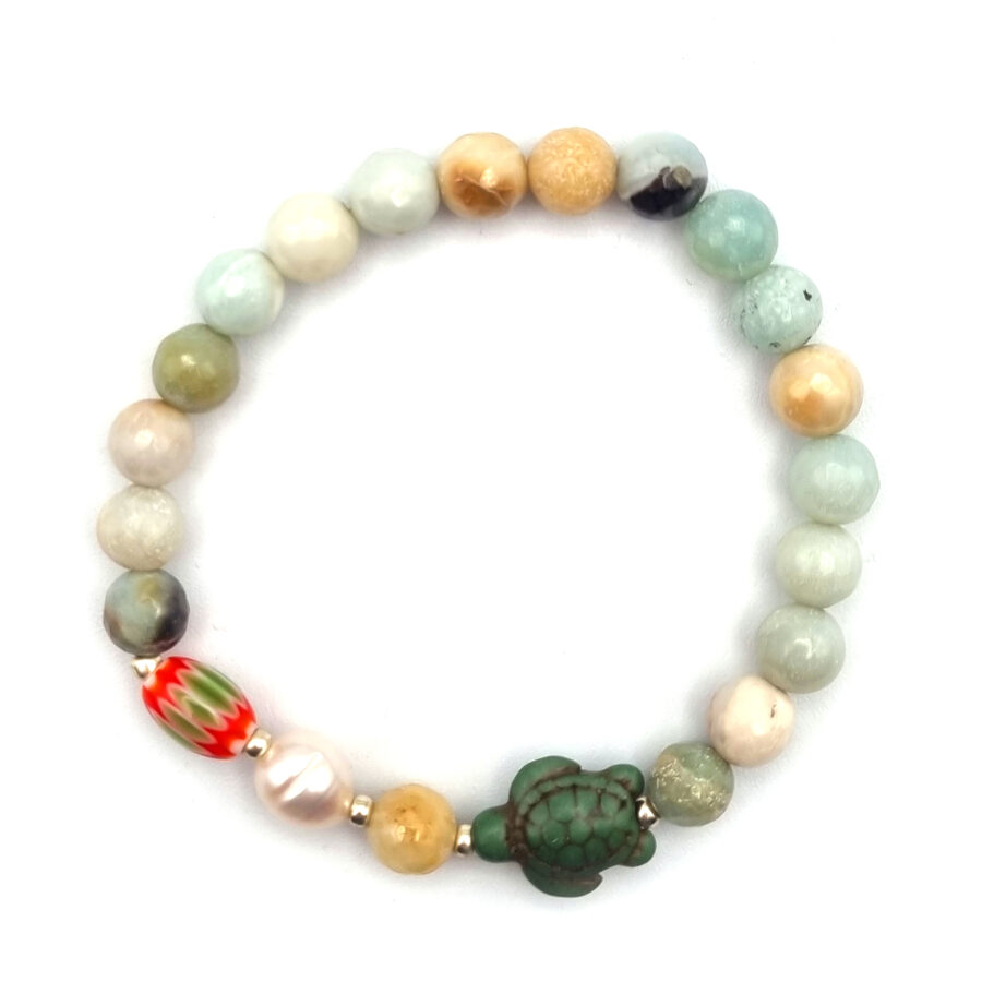 ARMBAND Amazonit opak mit Schildkröte