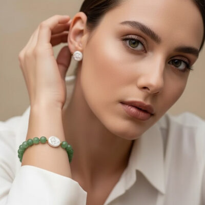 ARMBAND Aventurin mit Perle