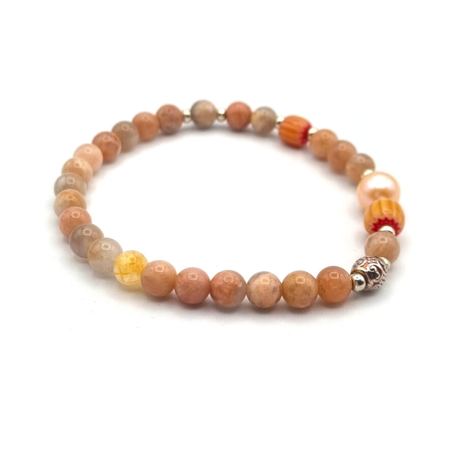 ARMBAND Sonnenstein mit Silber und Perle