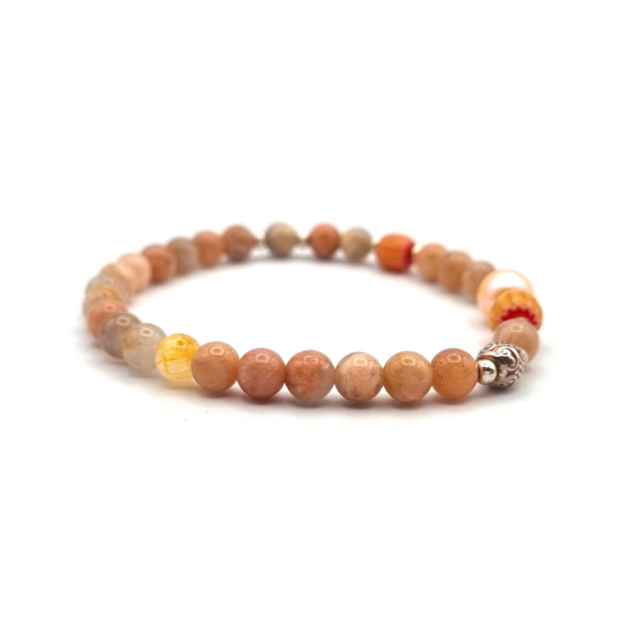 ARMBAND Sonnenstein mit Silber und Perle