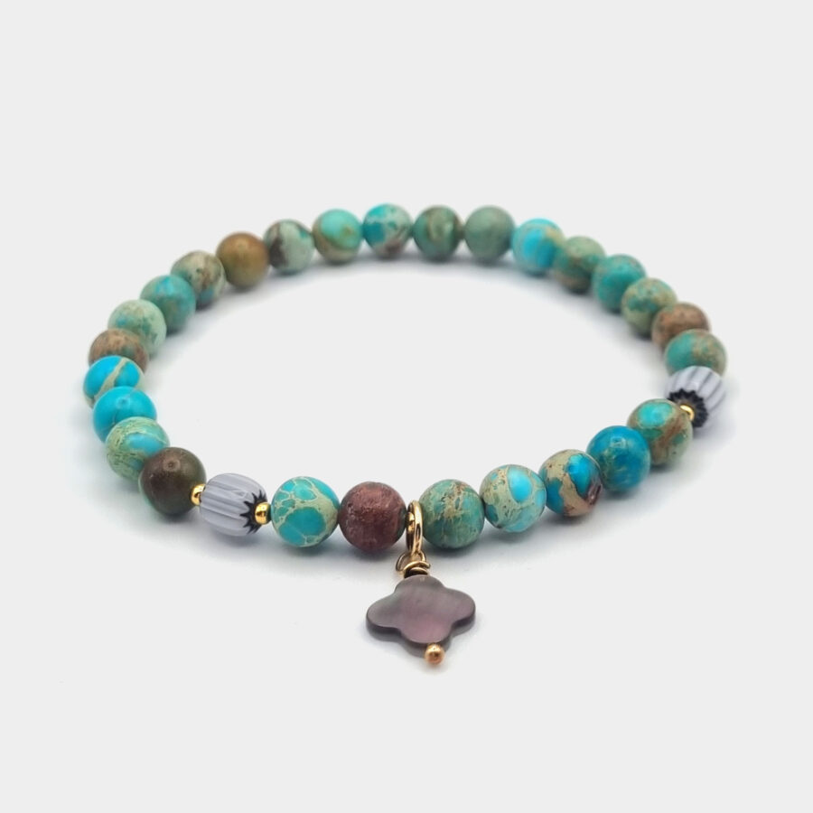 ARMBAND Jaspis mit Anhänger aus Perlmutt