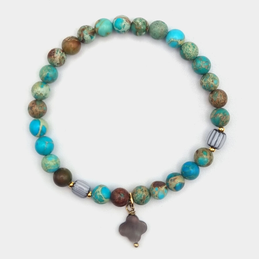 ARMBAND Jaspis mit Anhänger aus Perlmutt