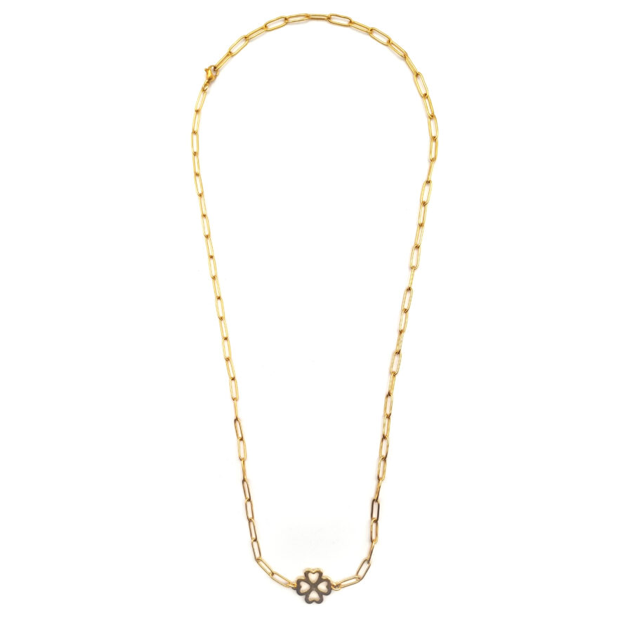 KETTE Edelstahl Paperclip mit Kleeblatt