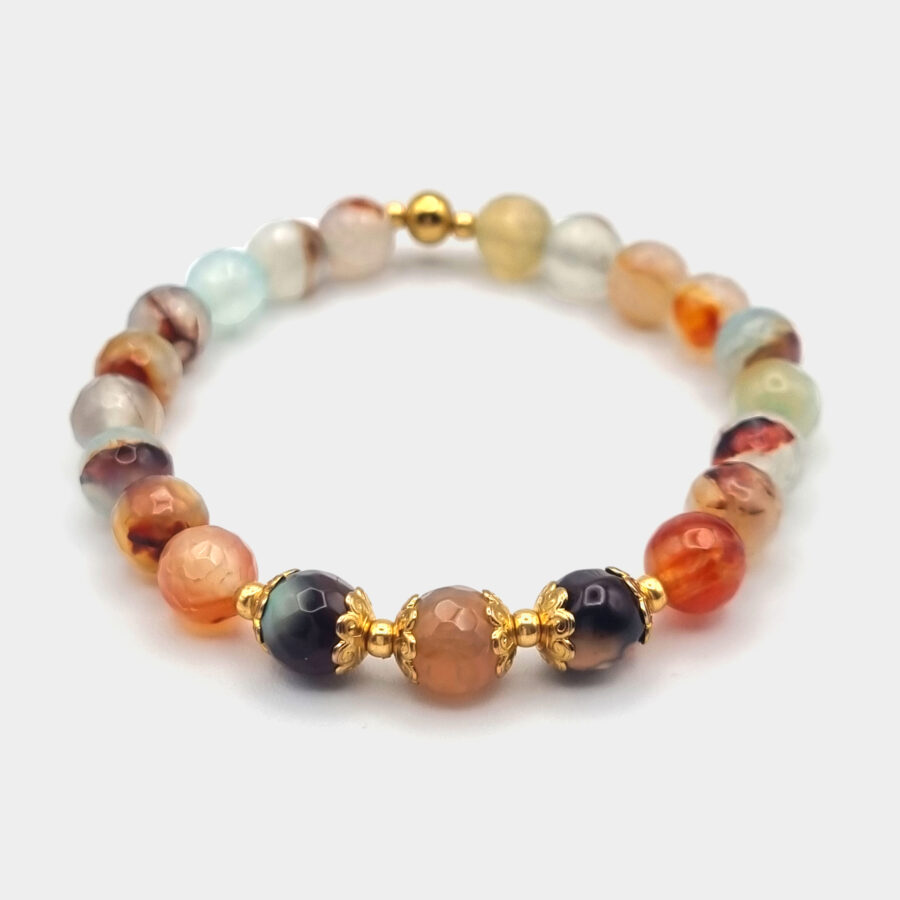 ARMBAND Achat mit Perlenkappen