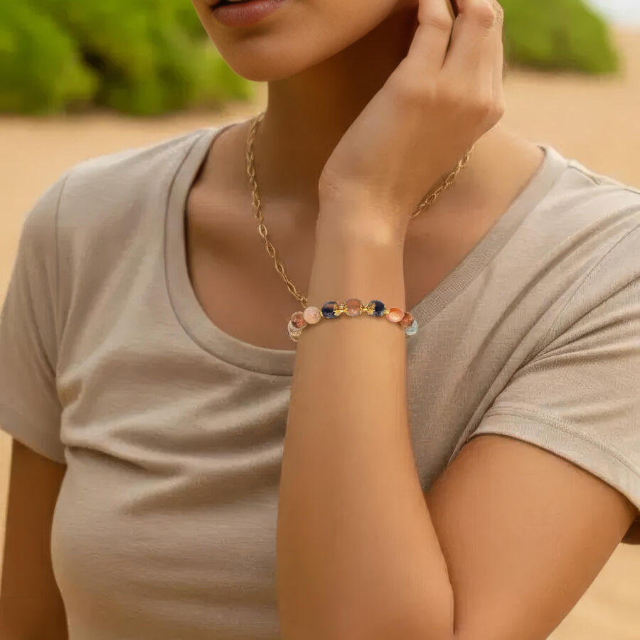 ARMBAND Achat mit Perlenkappen