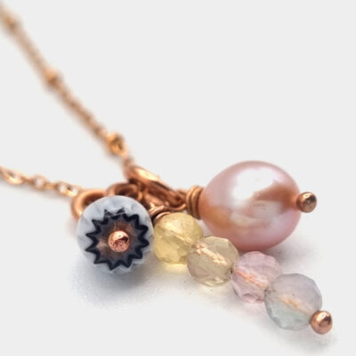 KETTE Edelstahl mit Fluorit und Süßwasserperle