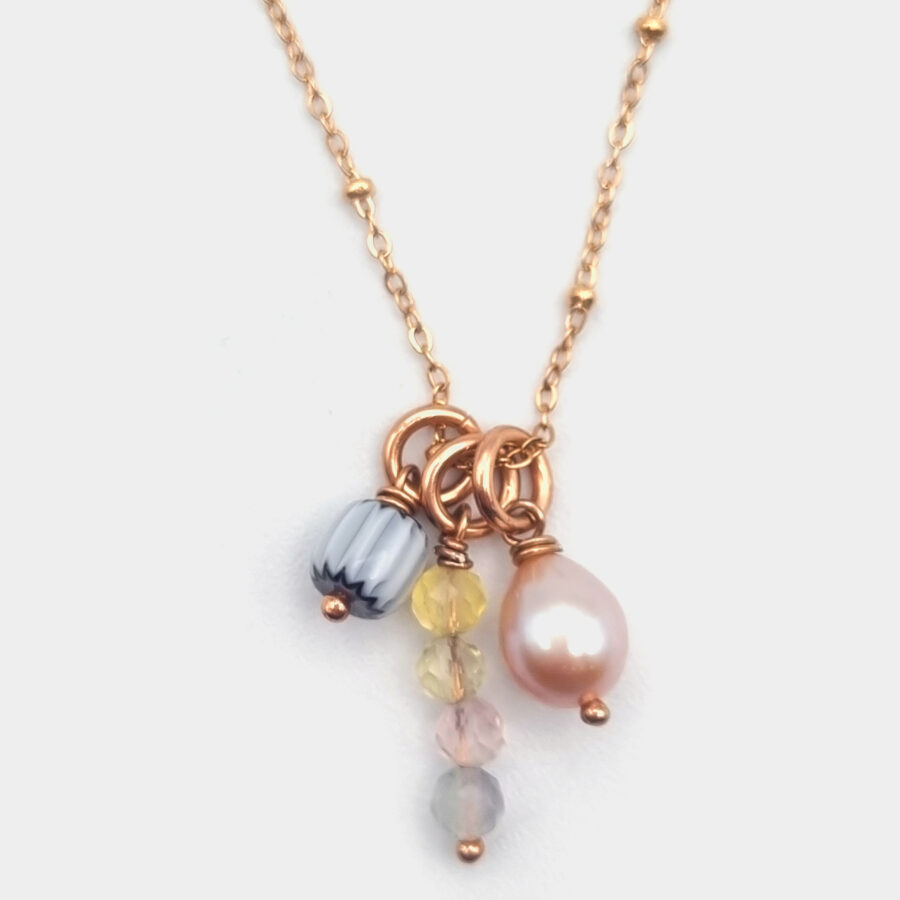 KETTE Edelstahl mit Fluorit und Süßwasserperle