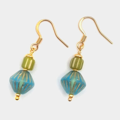 OHRRINGE Edelstahl mit Böhmischem Glas und Silber vergoldet