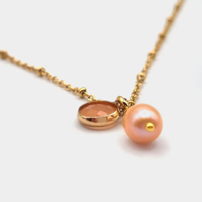 KETTE Edelstahl mit Perle und Anhänger aus Glas