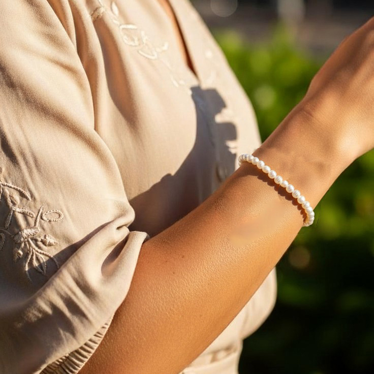 ARMBAND Süßwasserperlen und Edelstahl