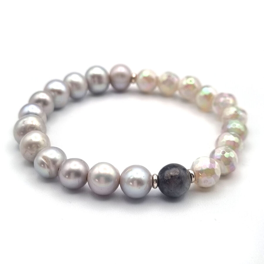 ARMBAND Perle mit Achat und Labradorit