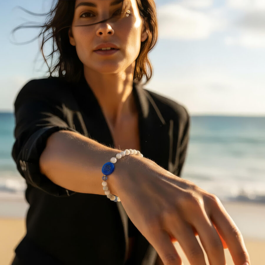 ARMBAND Naturstein mit Böhmischem Glas